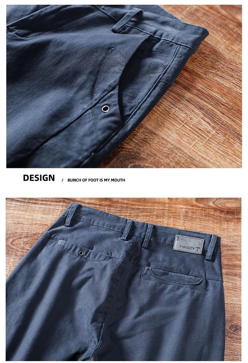 2024 New Spring Autumn Men's Cargo Work Pants 97%Cotton Thick Solid Color Wear Korean Grey Casual Trousers Male Plus Size 38 40