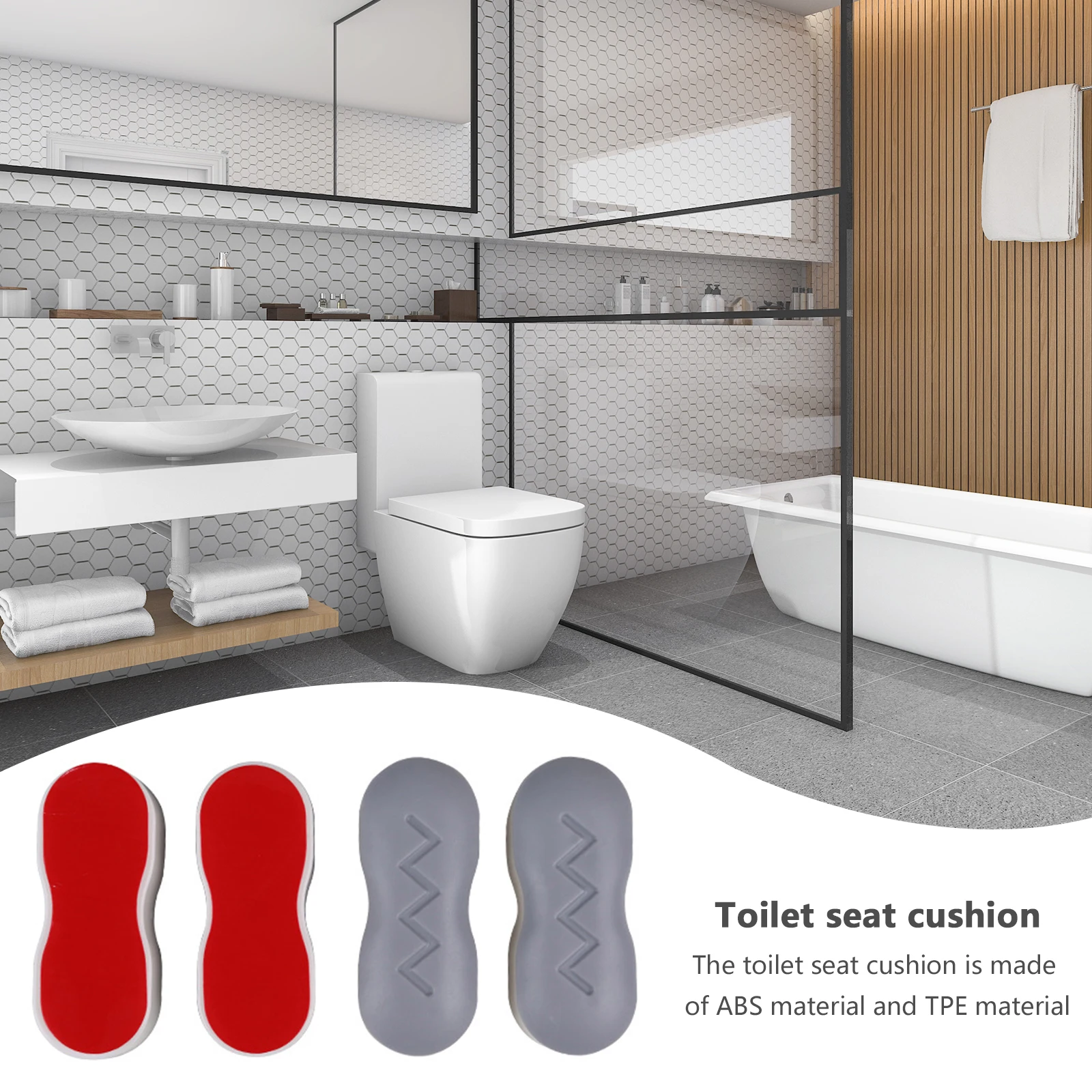 4pcs Self-adhesive Toilet Cover Shims Bidet Seat Cushioning Pads Toilet Lid Patch Gasket Household Bathroom Merchandises