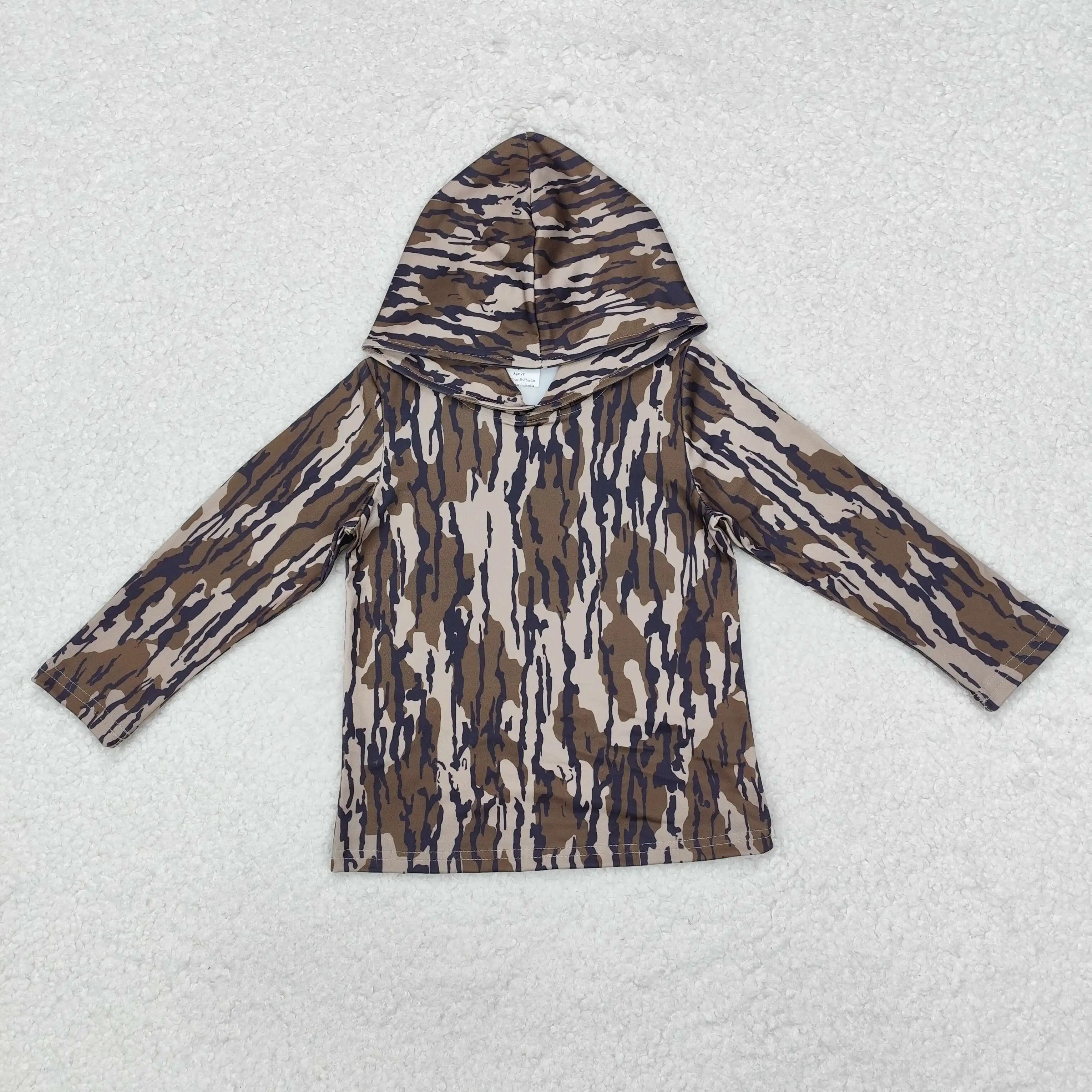 BT0922 baby boy clothes Camouflage gray blue hooded long sleeve top Summer Boutique kids clothes girl top