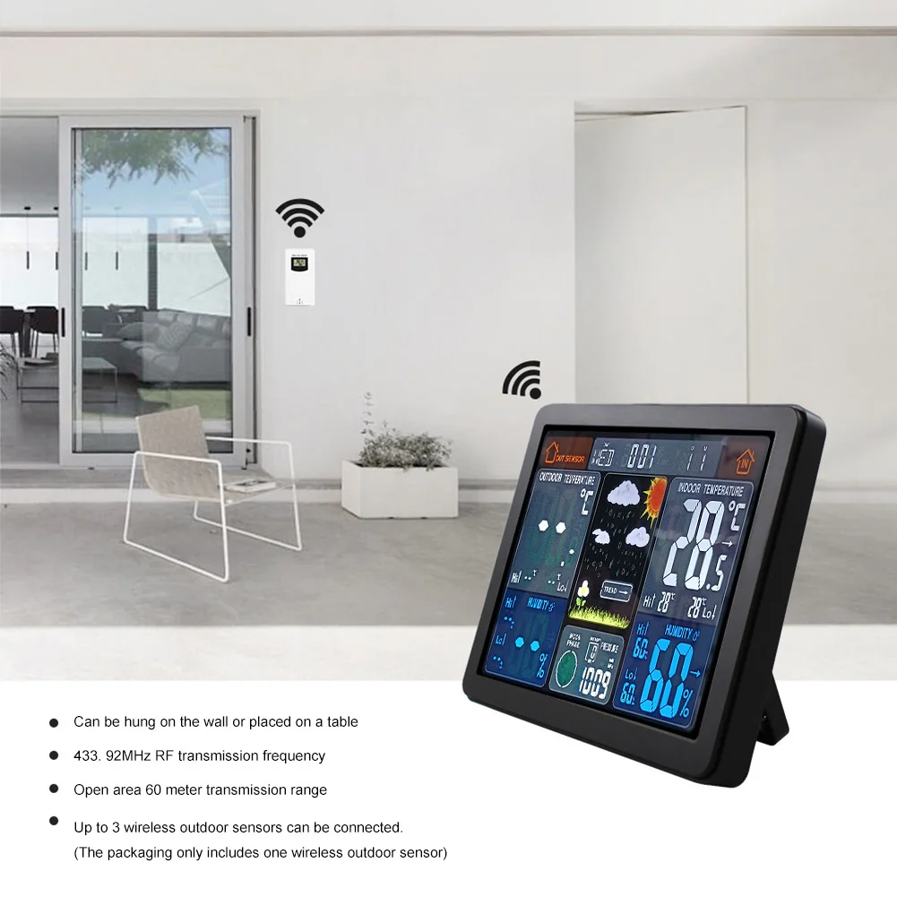 Weather Station Alarm Clock Multifunction Wireless Weather Station Wireless Thermometer Temperature/Humidity for Home Decor