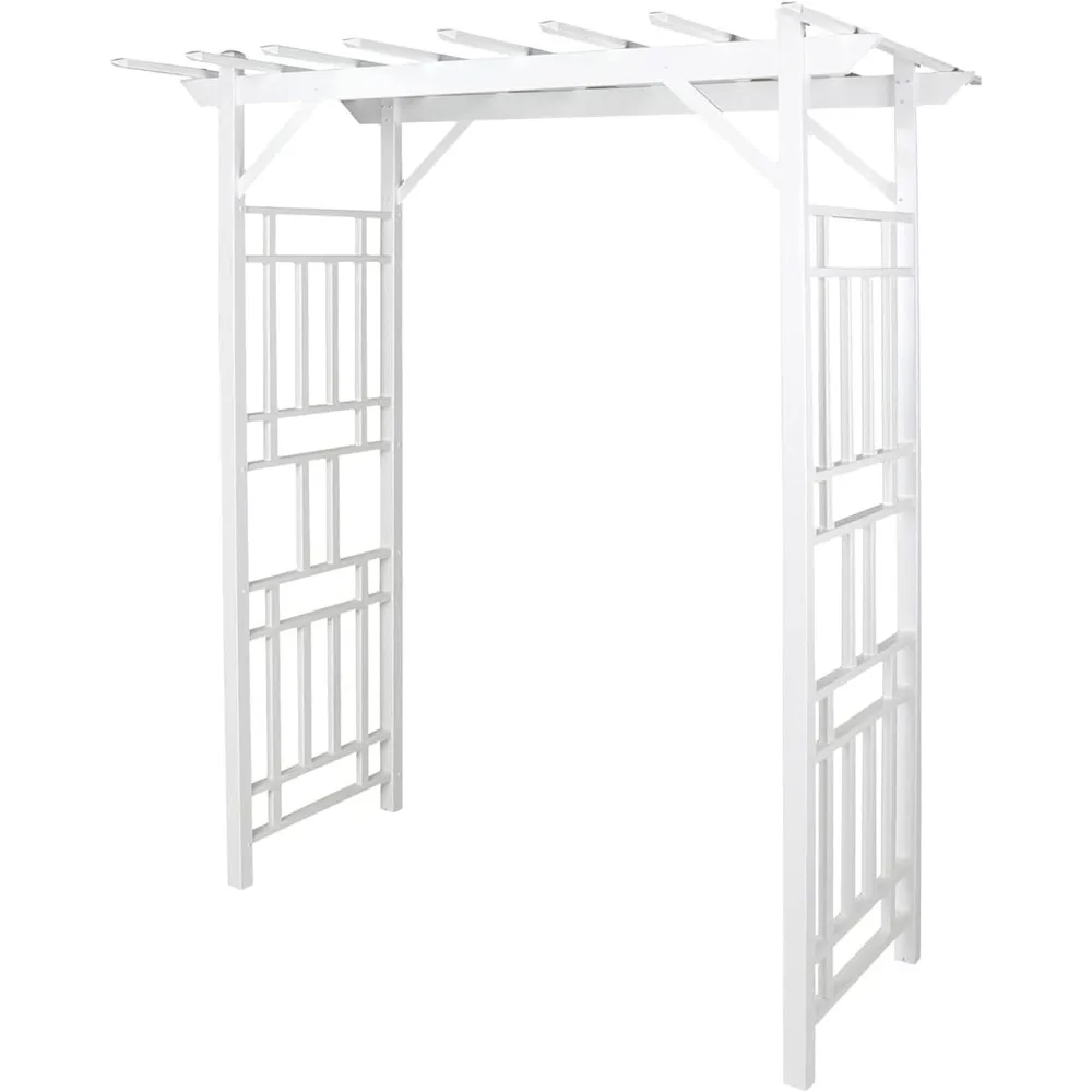 

Arbor, 72 by 95 Inch PVC Patio Garden Arch, Outdoor Backdrop Frame Decoration or Trellis for Climbing Plant