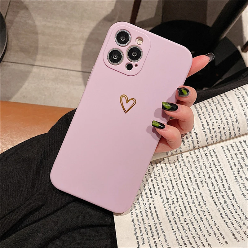 Cases For iPhone 13 12 Pro Max Mini 11 Pro Max X XR XS Max SE 2020 6 6S 7 8 Plus Love Heart Line Soft Silicone Cover Funda wallet cases Cases & Covers