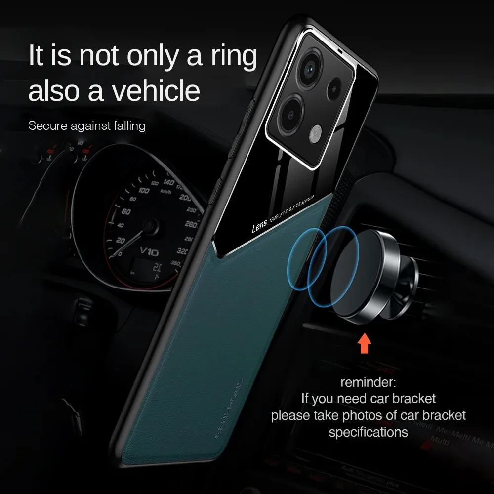 Leather Texture Magnetic Car Mount Case Cover
