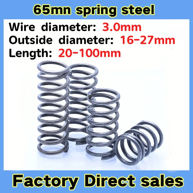

1pcs Wire Dia 3mm Compression Spring Spring Steel Y-type Spiral Pressure Spring Length 30 - 100mm Outer Dia 16mm - 27mm