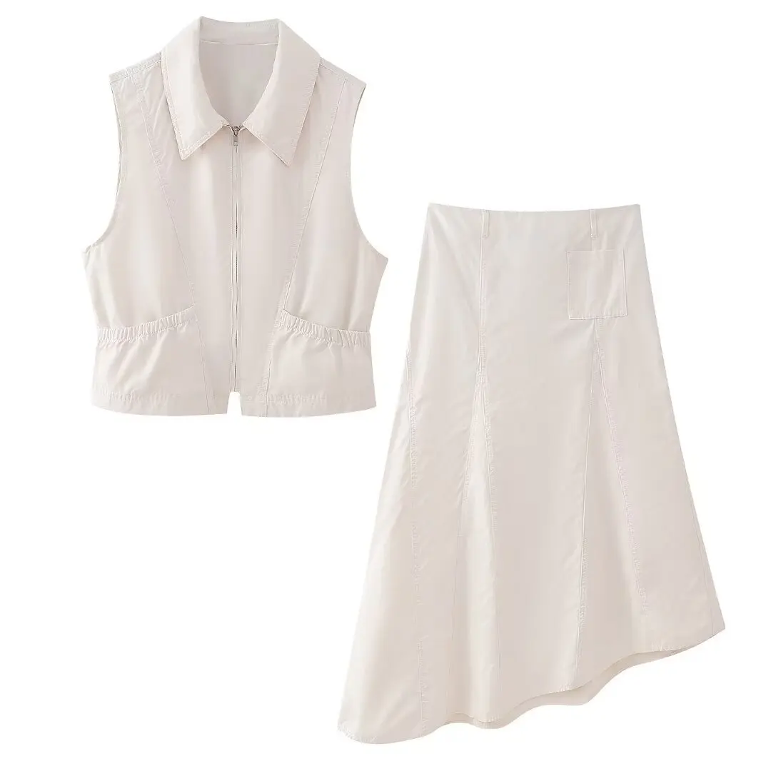 

Женская одежда, Женская куртка с лацканами, жилет, ассиметричная юбка миди с высокой талией, повседневный комплект