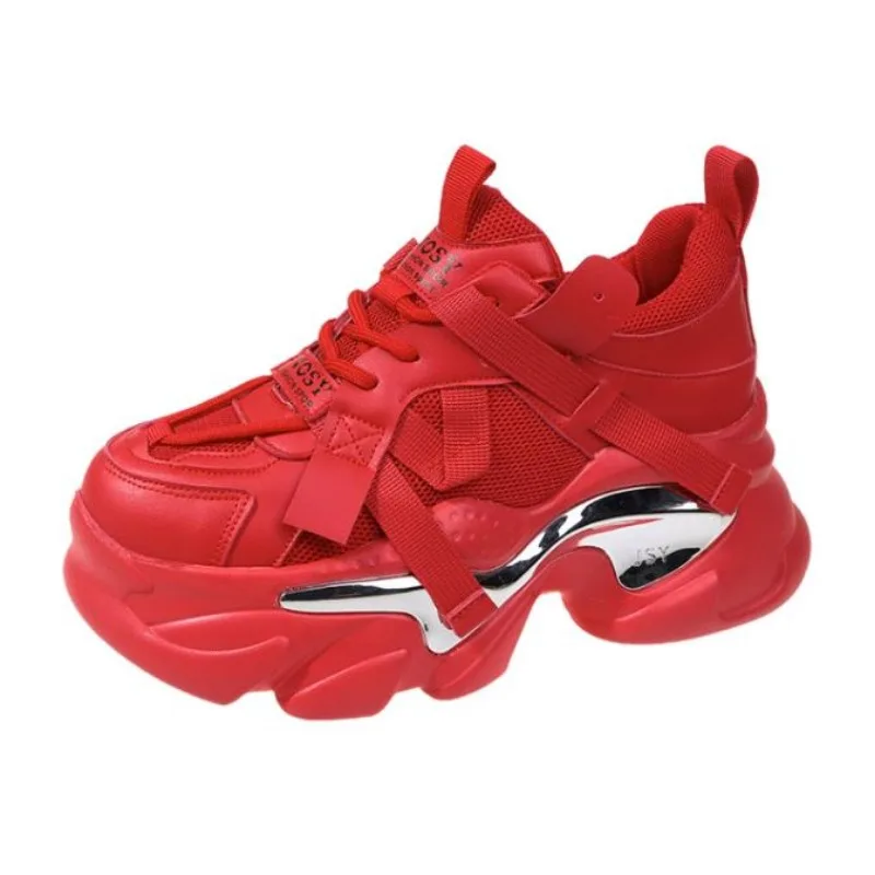 

Женские сетчатые кроссовки, дышащие, Вулканизированная подошва, массивные, спортивная обувь для тенниса, 7 см, на весну