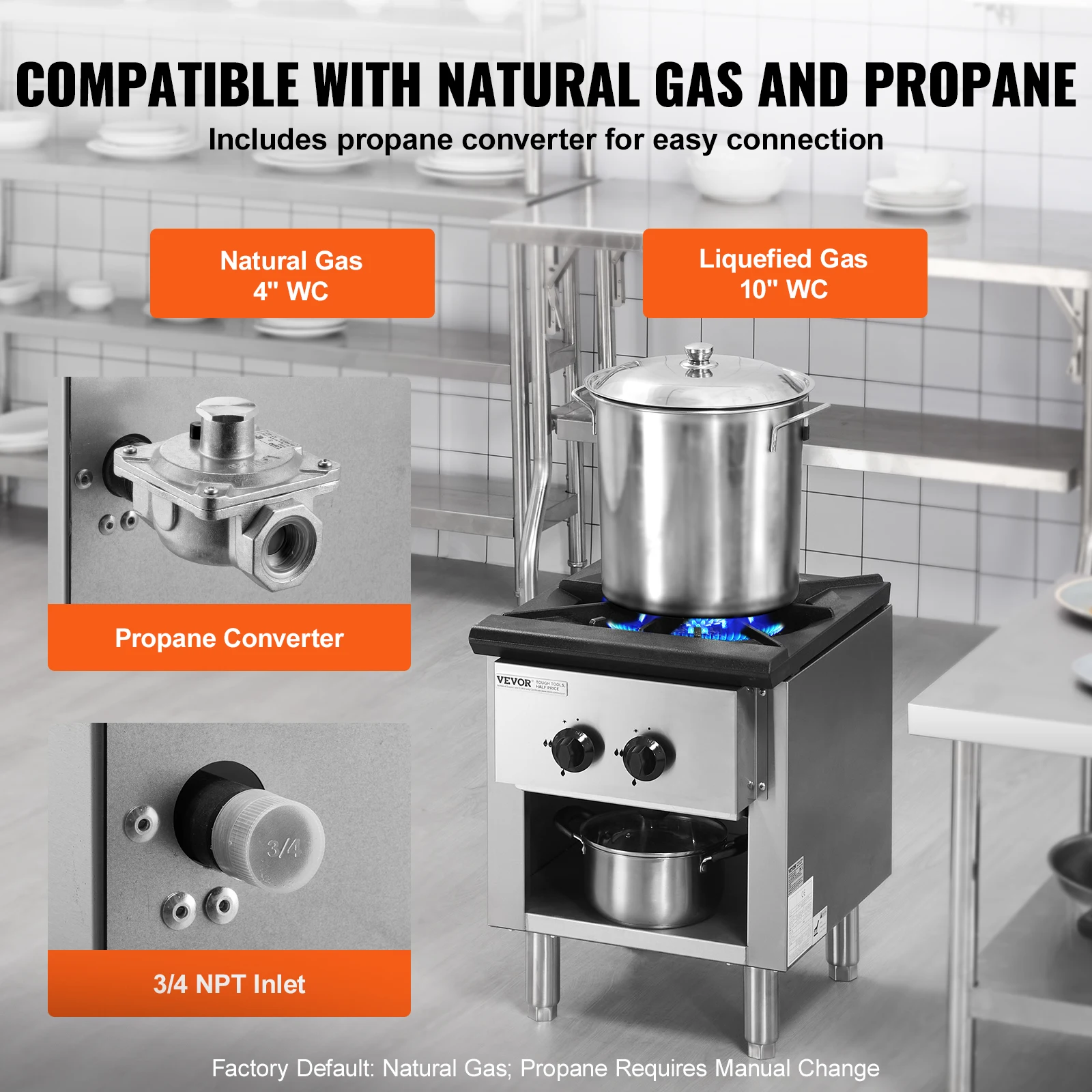 VEVOR 28000BTU 90000BTU Commercial Gas Stove with Cabinet Propane and Natural Gas Countertop Cooking Stove for Restaurant Buffet 3