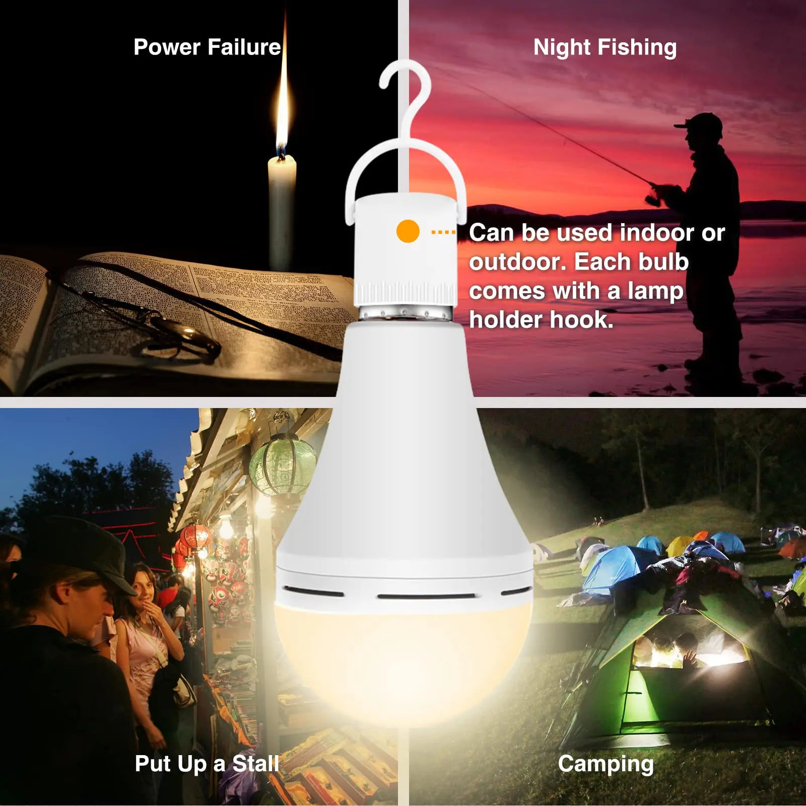 1/4 Pack Rechargeable Emergency Light Bulbs Battery Powered LED Light Bulb E27 12W 60W Equivalent for Home Power Outage Camping led light,emergency light,emergency light bulb