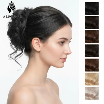 Chignon Sintetico a Fascia Elastica, Estensione di Capelli Finti per Acconciature Updo, Accessorio per Capelli da Donna