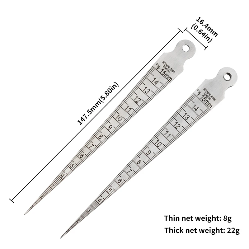 1PC Taper Gauge Feeler 1-15mm Stainless Steel Gap Hole Measuring Tool Double Side Wedge Aperture Scale images - 6