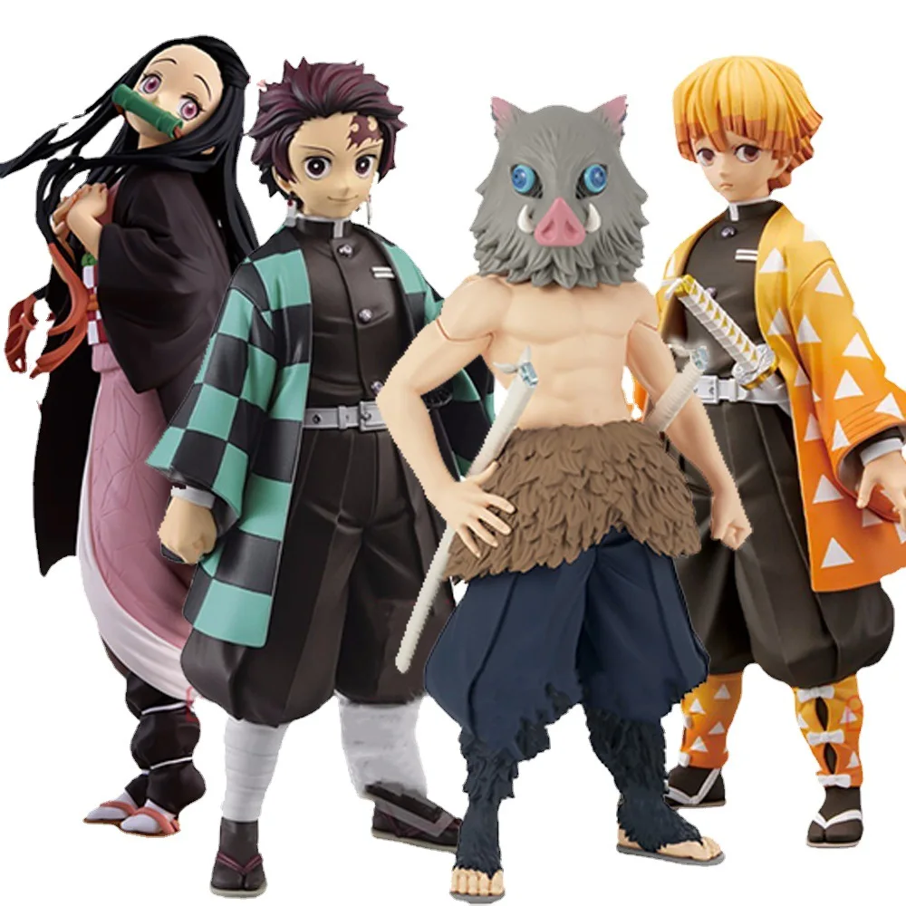 

24cm Anime Ghost Slayer Collectible Figures Super Ros Large Group Tanjiro Agatsuma Zenitsu Beans Inosuke Figure Decorative Model