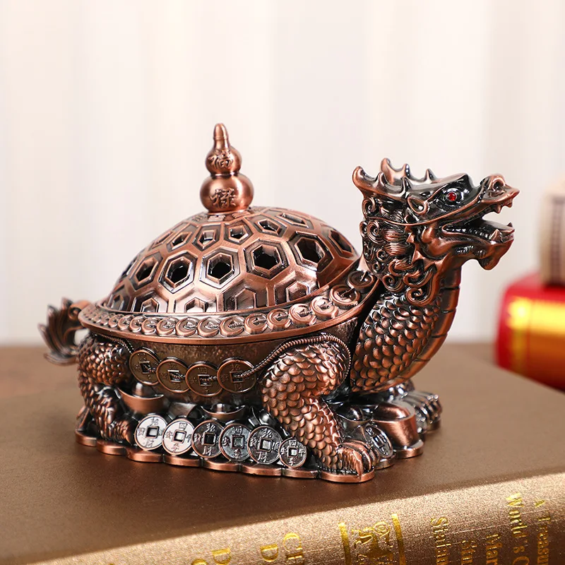 

Chinese Style Metal Material Dragon Turtle Incense Burner Insence Holder Wierook Houder For Home Decoration Accessories AT028