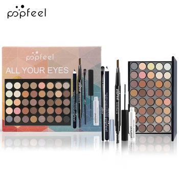 POPFEEL Set per trucco occhi, tavolozza di ombretti, eyeliner, mascara, matita per sopracciglia, scatola per set di strumenti per il trucco, regali per le donne 1