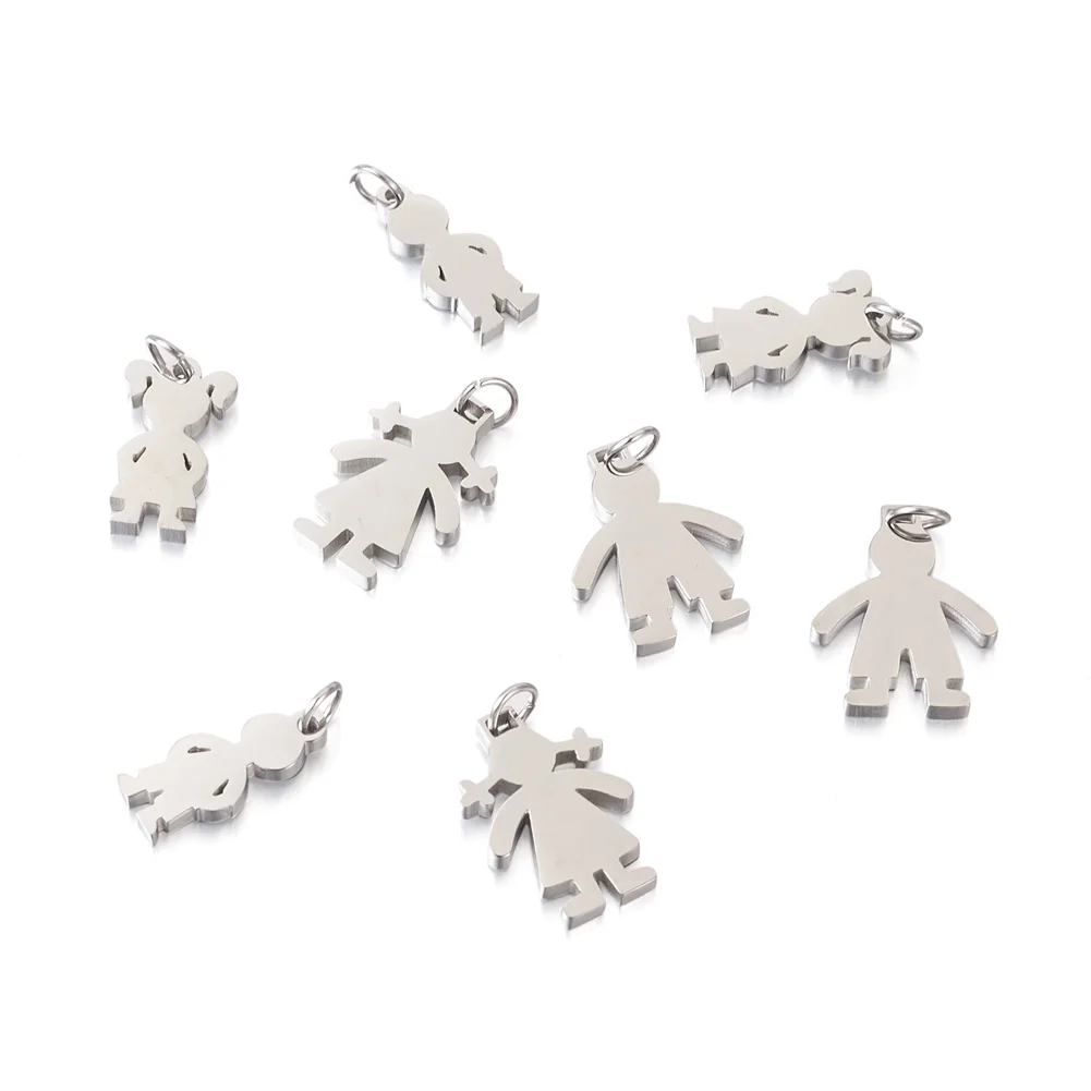 20Pcs Stainless Steel Figure Pendants Boy Girl Charms For Bracelets Necklace Jewelry Making DIY Handmade Findings Accessories