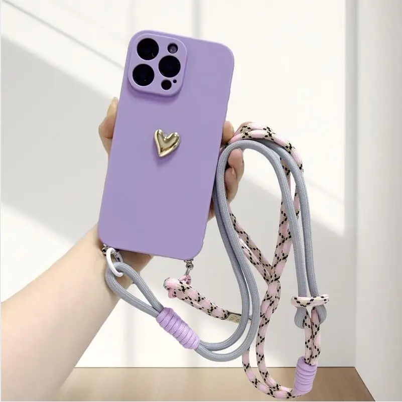Crossbody Strap Lanyard Shockproof Love Phone Case