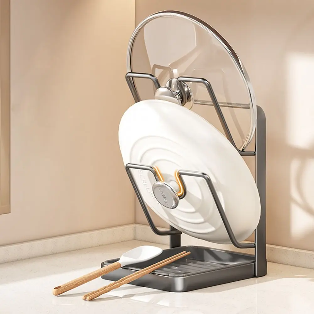 Double Layer Pot Lid Rack Draining Large Capacity Pot Lid Organizer Non-slip Cutting Board Holder