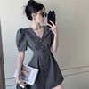 Retro French Temperament Waist-hugging Slim Suit Dress Summer 2025 New Solid Color Short Skirt 1