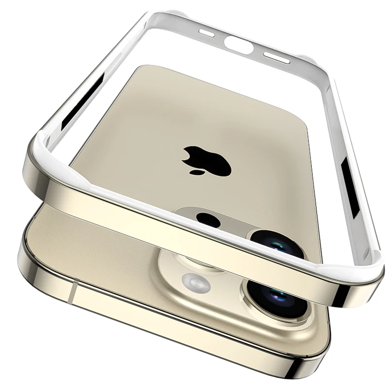 Orange Bumper Case with Hybrid Silicone Frame and Luxury Light Aluminum Metal Finish