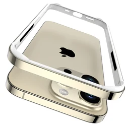 Orange Bumper Case with Hybrid Silicone Frame and Luxury Light Aluminum Metal Finish - iPhone 17 (Gold BK)