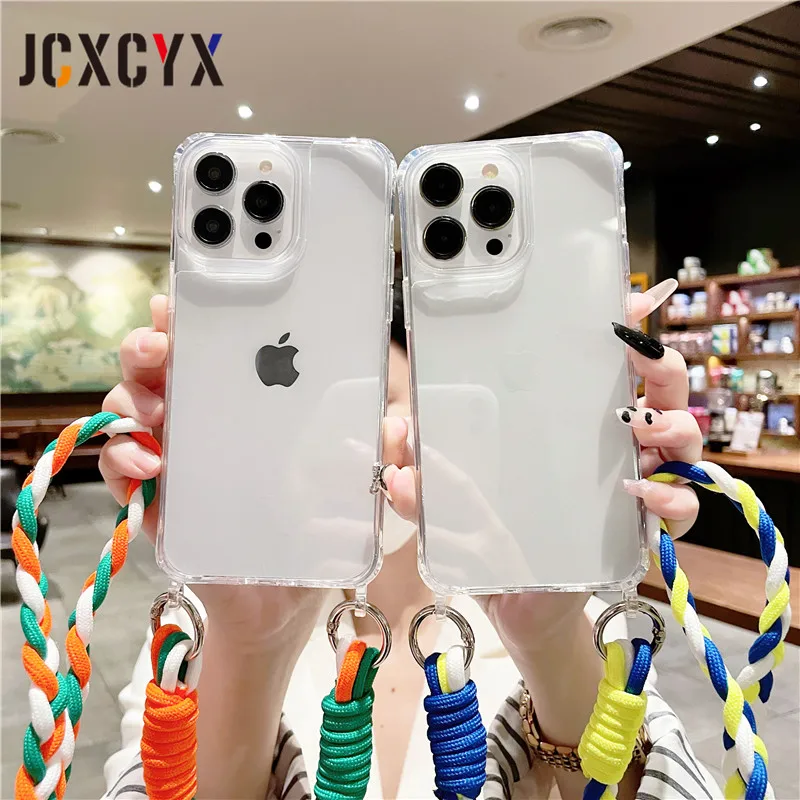 Funda de teléfono anticaída de cuerda colgante de moda para iPhone 15, 14,  13, 12, 11 Pro Max, 14, 15 Plus, cordón largo, cubierta a prueba de golpes  - AliExpress