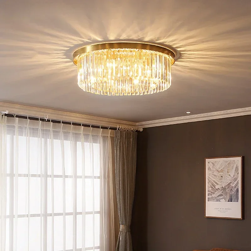 

Потолочная лампа в гостиной, светильник в стиле ретро из чистой меди, Роскошная лампа для спальни, простой потолочный светильник