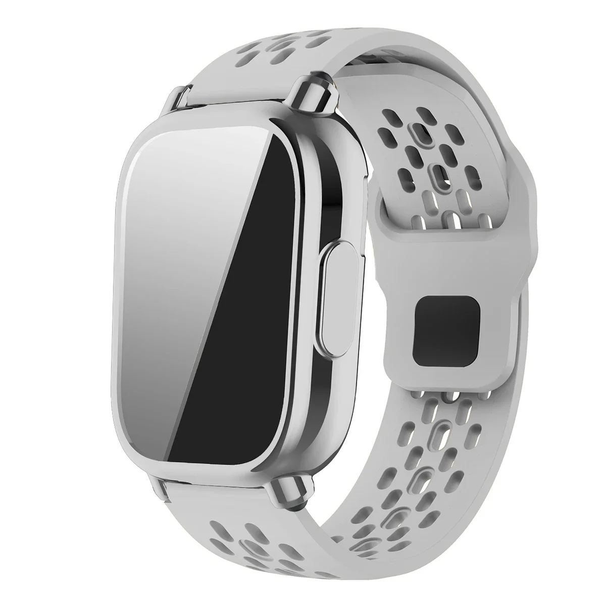 Silicone Strap and TPU Soft Shell Case with Full Cover Screen Protector for Smartwatch - Breathable Sport Band Design
