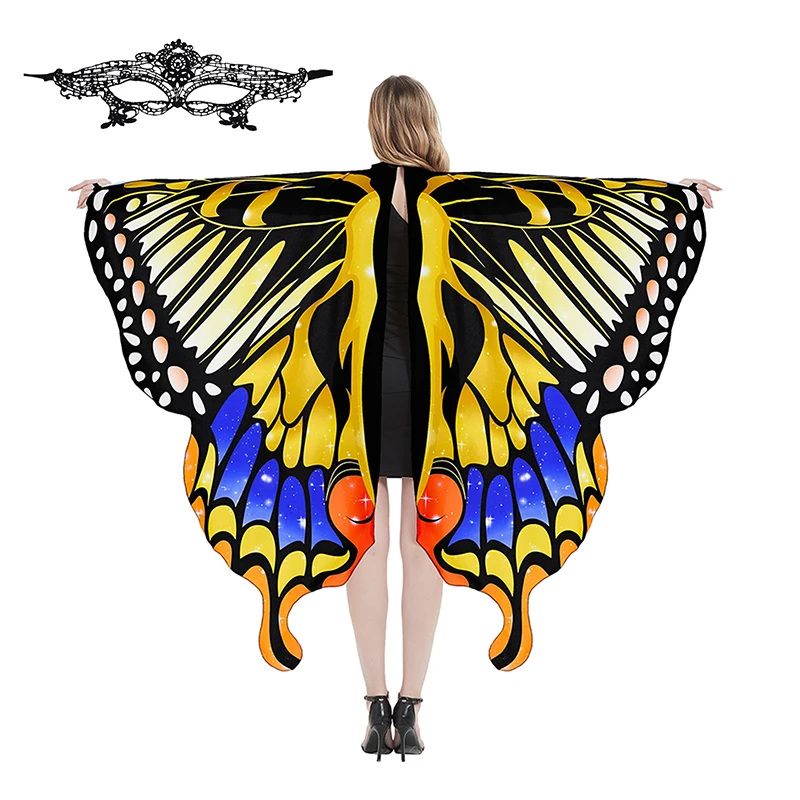 Pixie Butterfly Wings with Eye Mask for Women Halloween Party Costume Adult Cosplay Woman Cape Butterfly Costume Dress-up 3