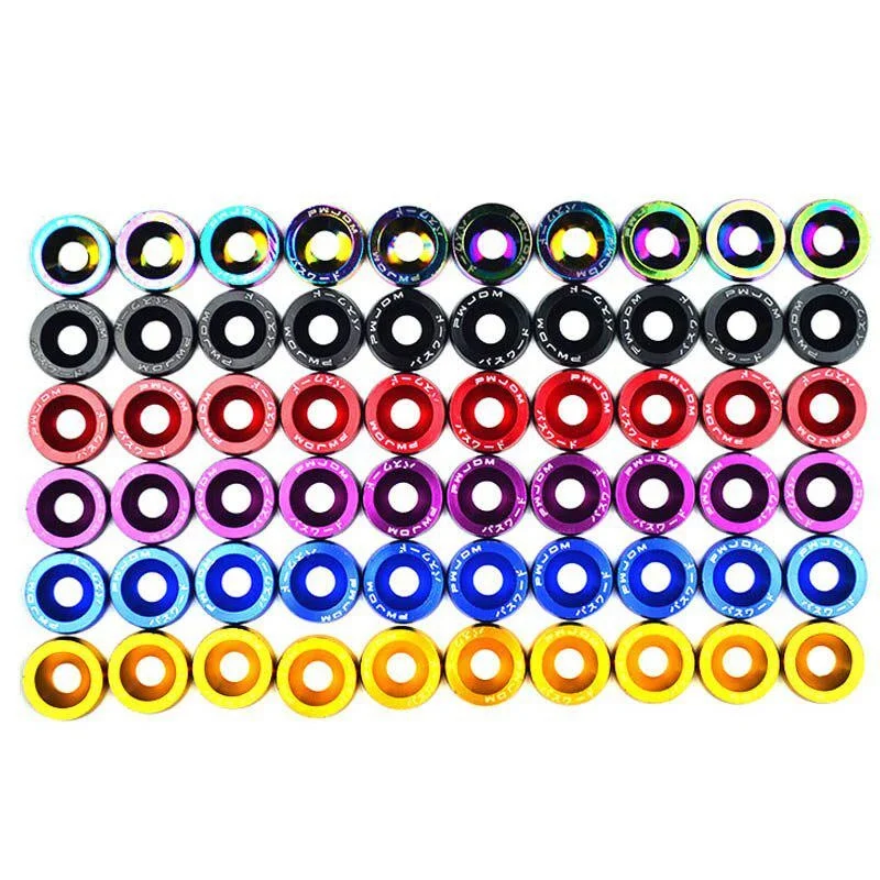 Auto fasteners 10pcs/set Car Modified Hex Fasteners Fender Washer Bumper Engine Concave Screws Aluminum Fender Washers and M6 Bolt