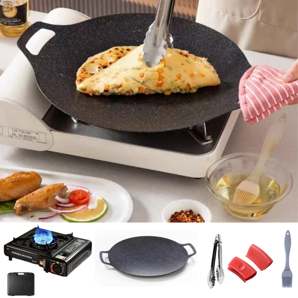 

Grill Pan Korean Round Non-Stick Barbecue Plate Outdoor Travel Camping Frying Pan Barbecue Accessories