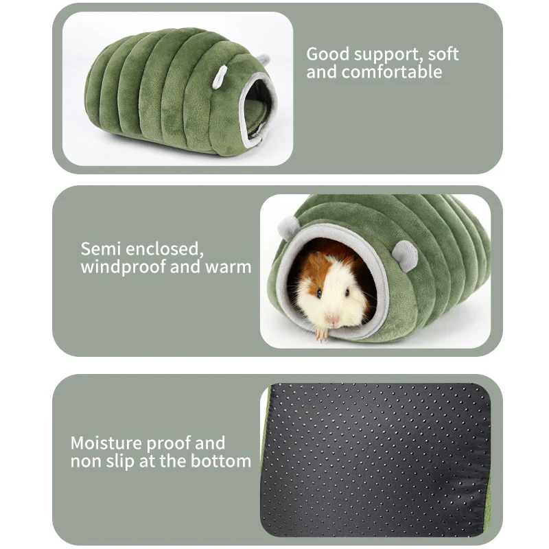 Surrunme Pet Cave Hamster Bed Super Warm Guinea Pig Cage House Cozy Hideout for Mini Hedgehog Bearded Rabbit Winter Pets Items pet bed