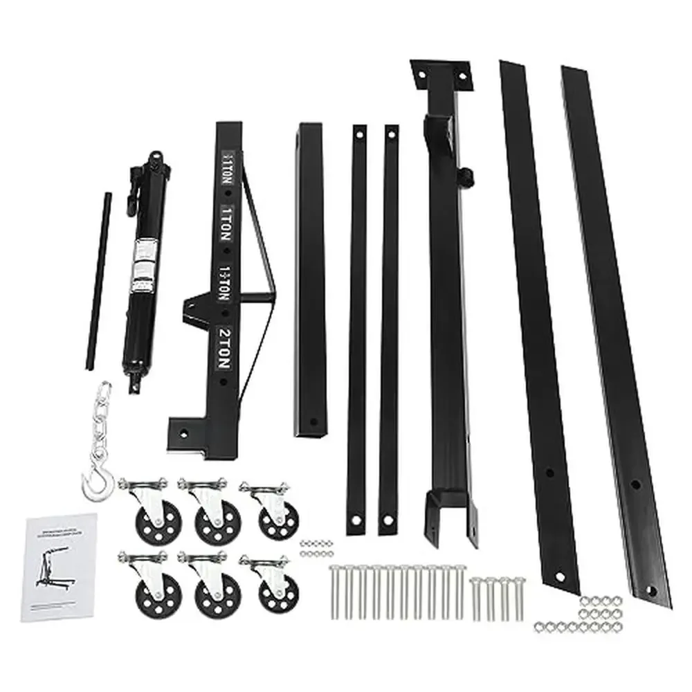 2 Ton Folding Engine Lift Heavy Duty Carbon Steel Hydraulic Shop Engine Crane Cherry Picker Shop Crane Lift 4409Lbs Engine Hoist