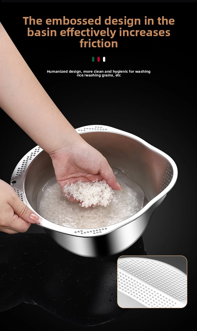 Rice Washing Bowl With Strainer 26 Cm