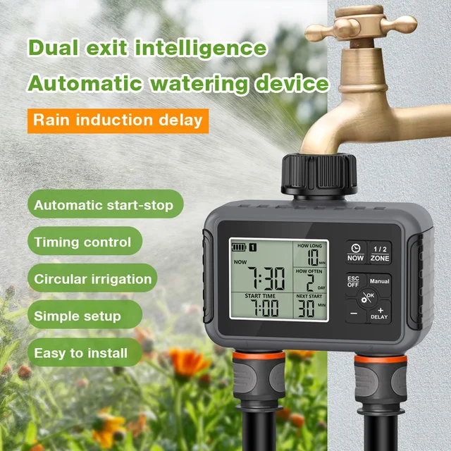 1/2/3-Outlets Automatic Water Timer Smart Irrigation Watering System Sprinkle Faucet Hose Programmer Timer for Garden Outdoor 1