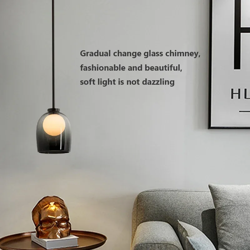 Modern Loft Glass Lustre Pendant Light LED Nordic Hanging Industrial Decor Lights Fixtures E27/E26 for Kitchen Restaurant Lamp 6