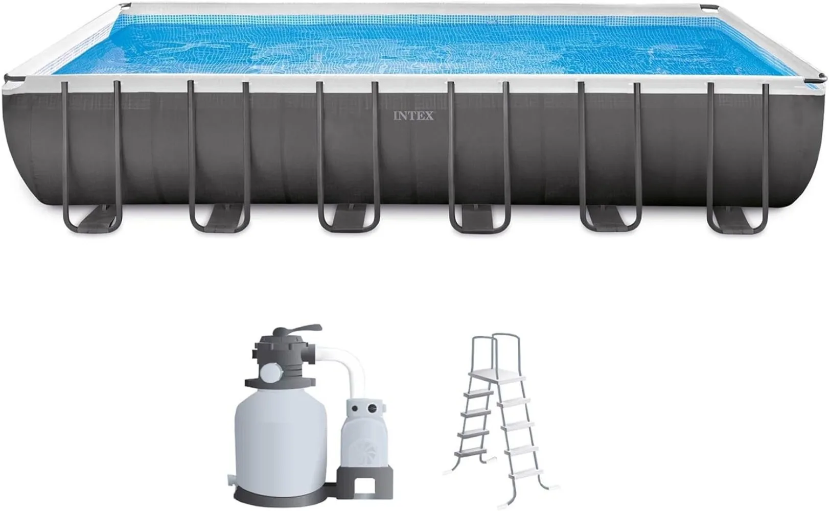 ZX100 Auto Pressure Side Pool Cleaner and 24 Foot x 12 Foot x 52 Inch Rectangular Ultra XTR Frame Swimming Pool with Pump