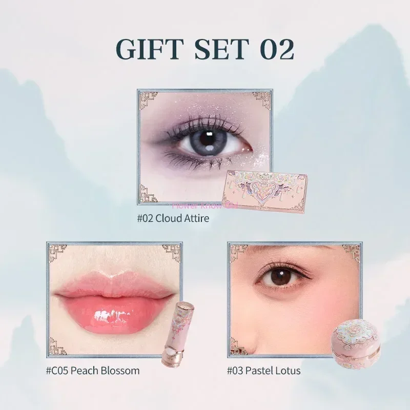 Flower Knows Butterfly Cloud Collar Collection Makeup Gift Set Includes Glitter Eyeshadow Blush Powder Lipstick makeup Bag 4
