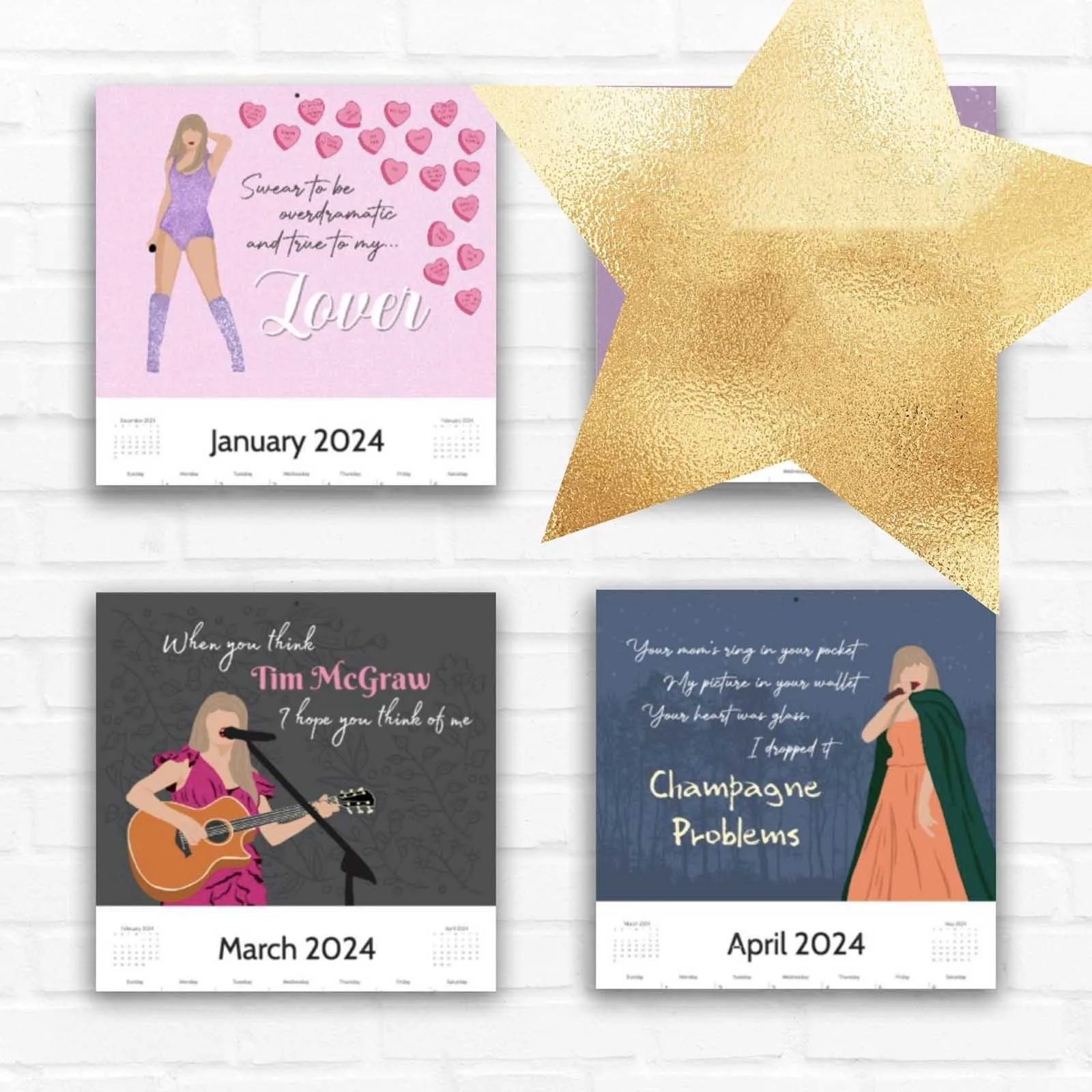 The Eras Tour Calendar And Bookmark For Taylor Swift Fan desk calendar