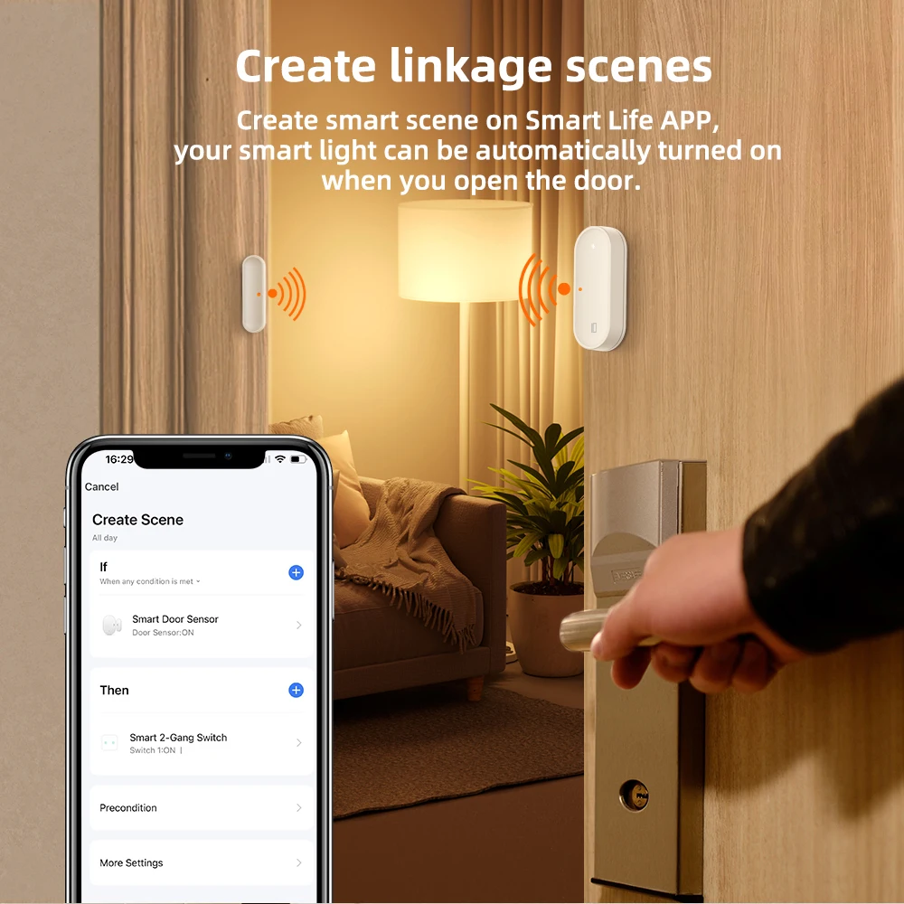 AVATTO Tuya ZigBee/WiFi Door Sensor Smart Door Open/Closed Wireless Detectors Window Sensor APP Works With Alexa Google Home