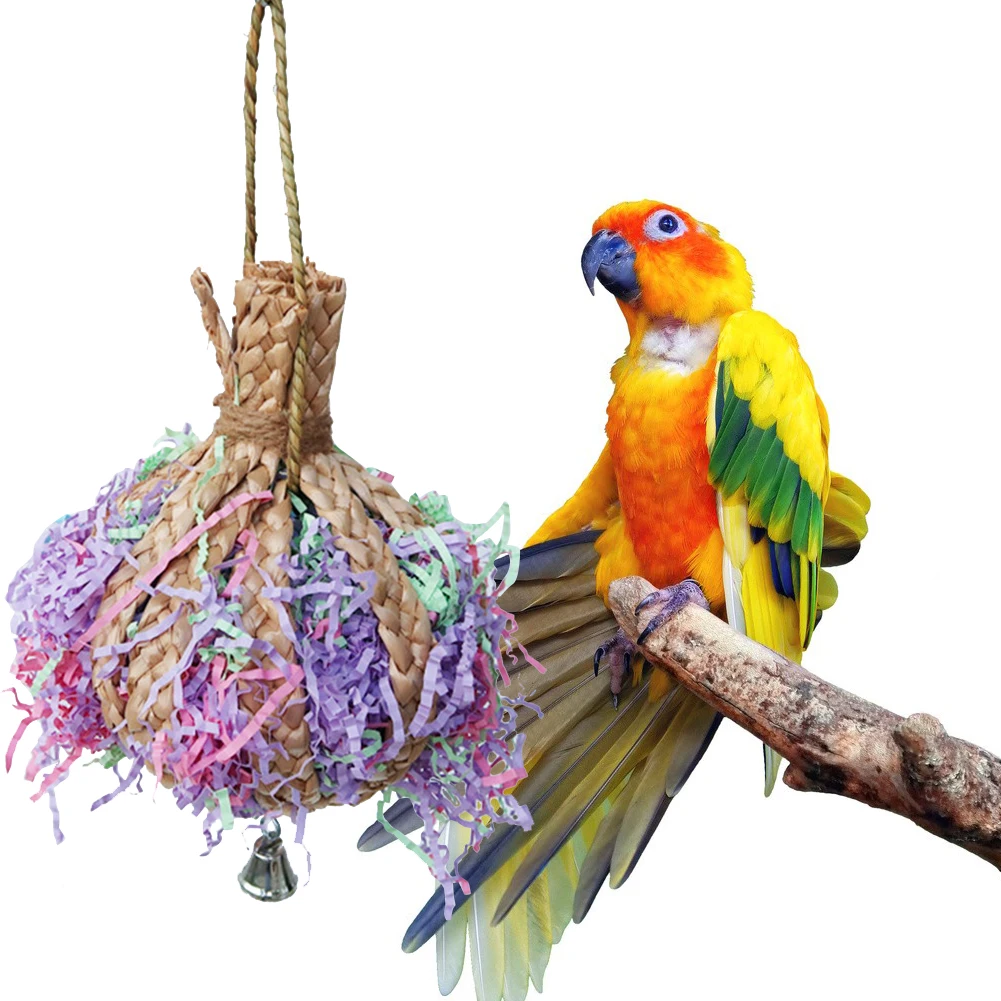 

Parrot Shredder Toy Dry Anti-biting Parrot Cage Foraging Toy Chewing Toy Rattan Balls Parrots Toys Garden Bird Accessories New