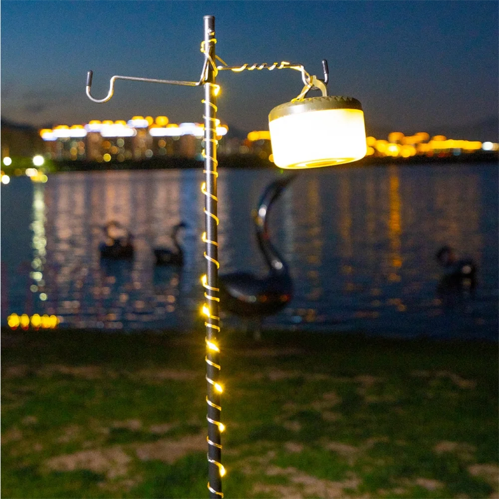 New LED outdoor camping light Type-c charging waterproof leather line portable hanging ceiling tent atmosphere light