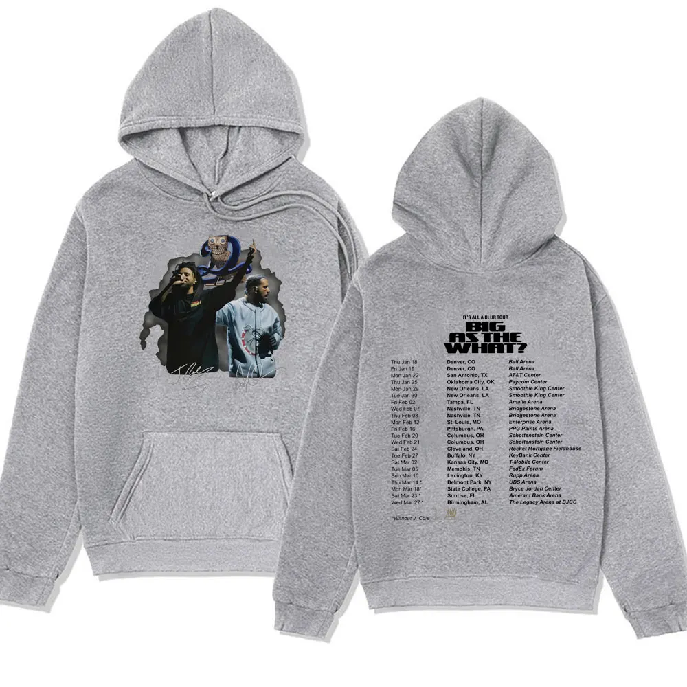 Drake J Cole Big As The What Tour 2024 Rap Music Tour Graphic Print Hoodies Hip Hop Gothic Streetwear Sweatshirts Men's Women's