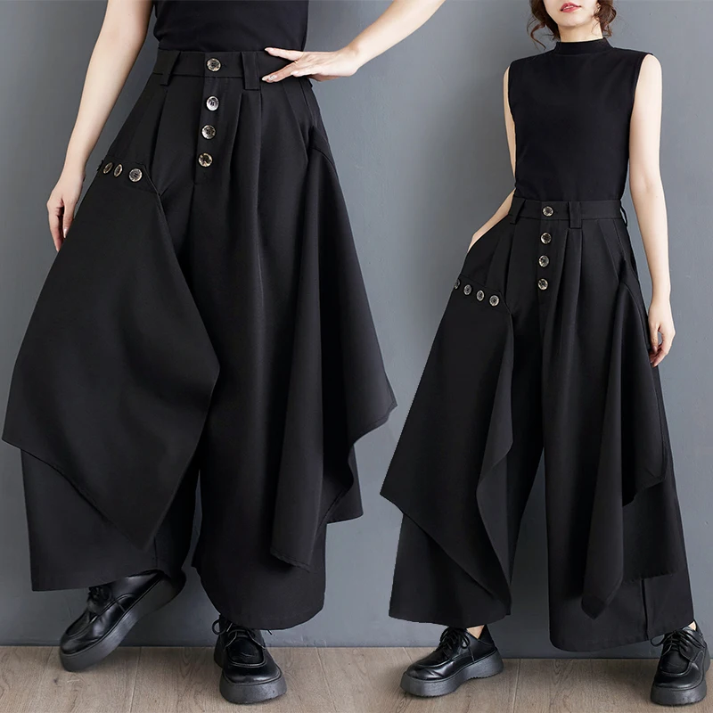k Design Casual Pants Asymmetrical Skirt Pants Faionable Wide Leg Pants Summer New Arrival Versatile High Waist Long Pan...