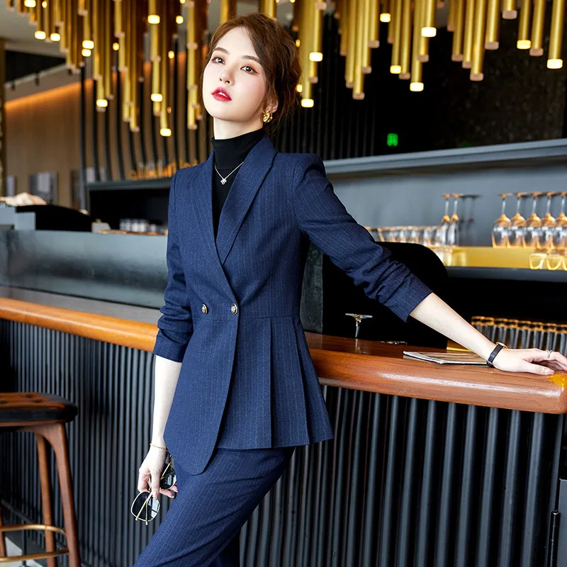 

Striped Suit Women's Spring and Autumn Hotel Manager High-End Temperament Professional Women's Clothing Interview Formal Wear Wo