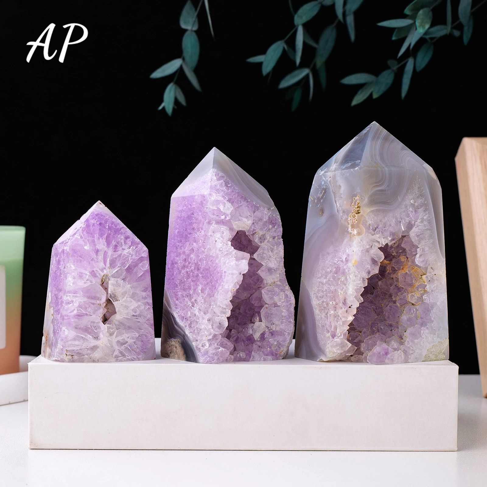 

1KG Natural Stone Amethyst Crystal Four Sides Column Crystal Geode Healing Stone Crystal Point Druzy Tower Wand For Collection