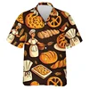 Baking Lover 3D Print Beach Shirts For Men Clothes Cake Chef Short Sleeve Work Uniform Hawaiian Short Sleeve Women Lapel Blouse 3