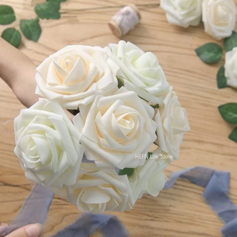 25pcs/pack Artificial Flowers Fake Roses Flowers For DIY Wedding Bouquets Centerpieces Arrangements Party Home Decorations