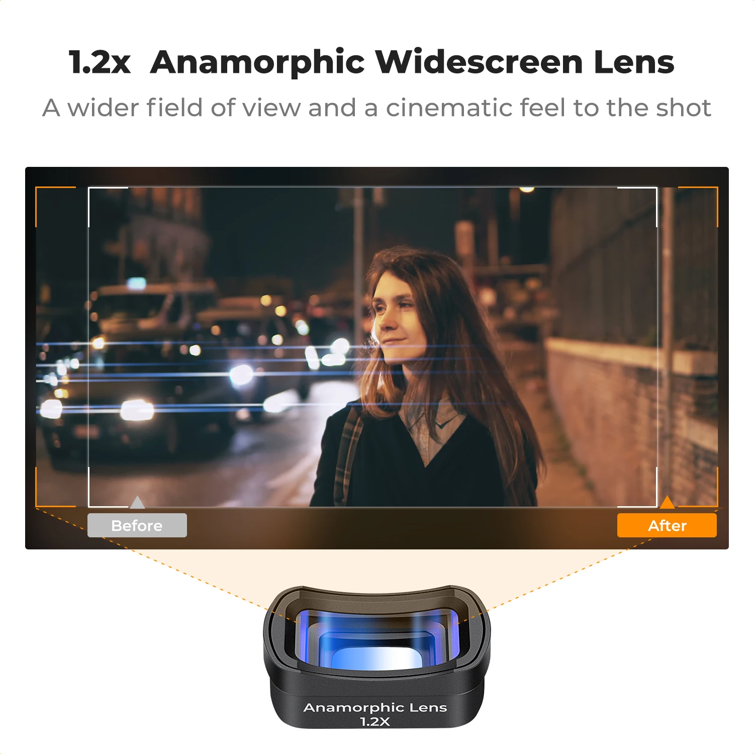 K&F CONCEPT 1.2X Anamorphic Lens for DJI Osmo Pocket 3 Magnetic Attach Blue Streak Effect Widescreen Cinematic Lens 3
