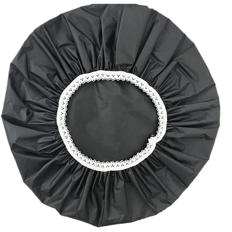 

4Pcs Household Waterproof Shower Cap, Swimming Cap, Hotel Elastic Shower Cap Hair Set (Black)
