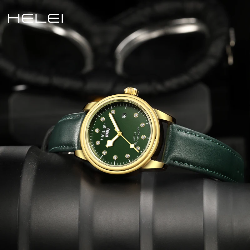 HELEI Luxury Men's Quartz Watch Diamond Scale Dial Fashion Quartz Wristwatch Waterproof Luminous Wristwatch Gift For Men
