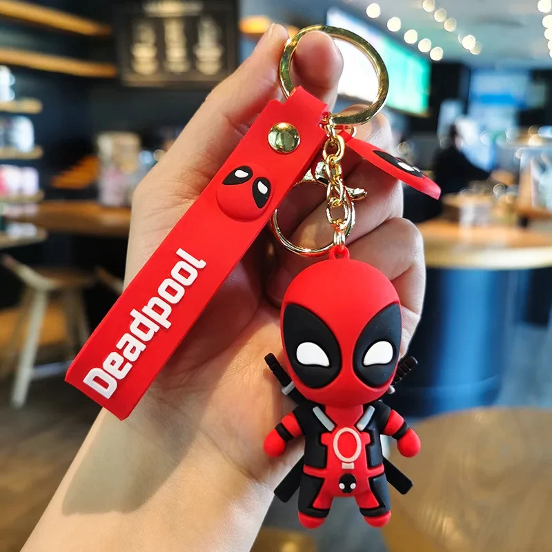 Key Rings Marvel Deadpool Keychain Funny Q Version Keyring Cute Anti-Hero Backpack Charm Fans Couples Gift Idea